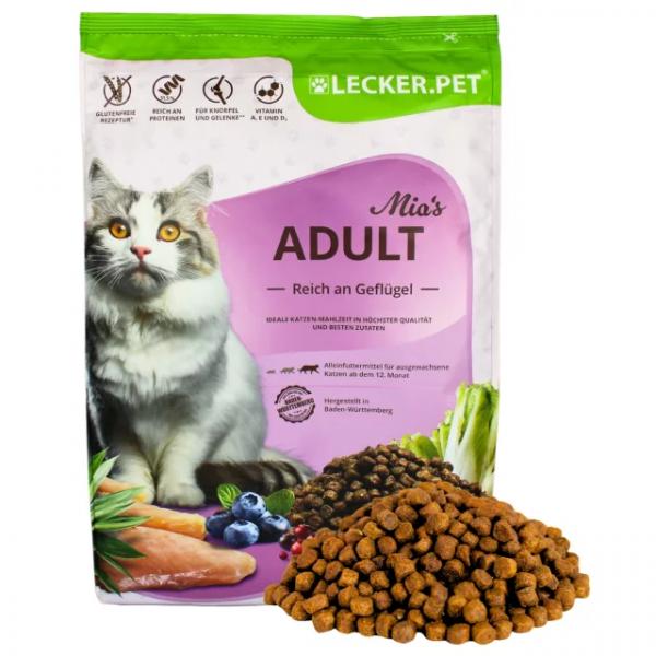 2,5 kg Lecker.Pet® Mia's Adult Herzhaftes Geflügel Katzenfutter Trockenfutter Vollnahrung MHD 4/2026