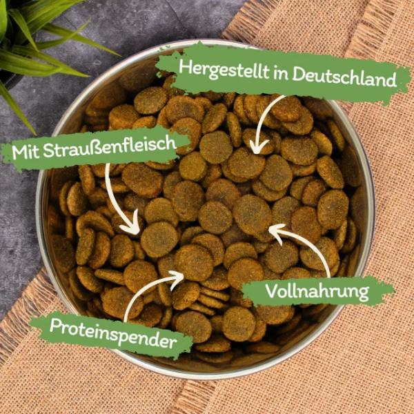 4 kg Lecker.Pet® Luna's Adult Strauß mit Kartoffel & Apfel Hundefutter Trockenfutter Vollnahrung MHD 3/2026