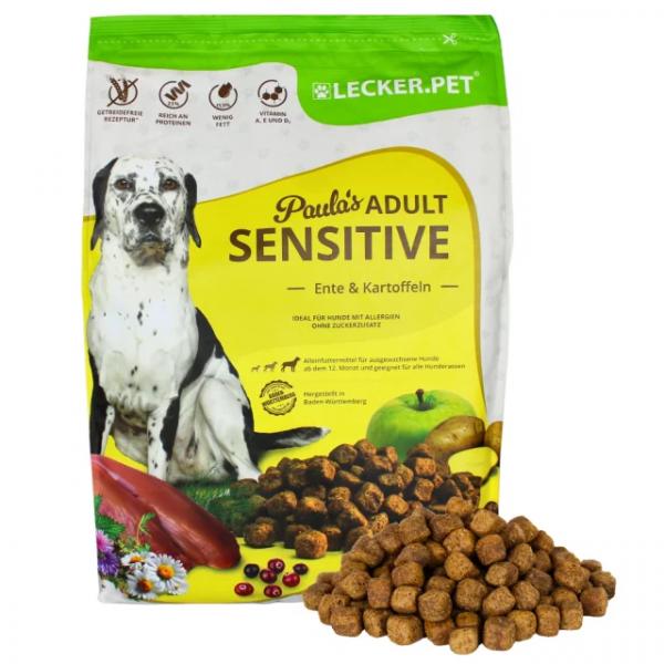 4 kg Lecker.Pet® Paula's Adult Sensitive Ente & Kartoffel Hundefutter Trockenfutter Vollnahrung MHD 4/2026