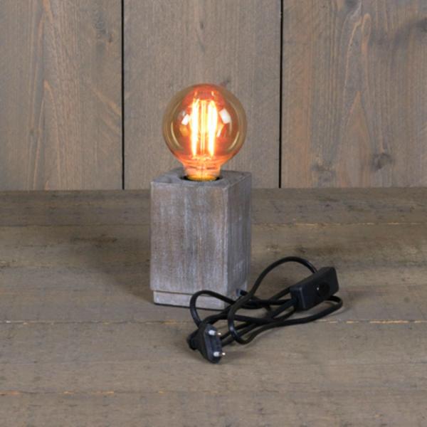 Annas Collection Tischlampe E27 Holz grau 12 cm