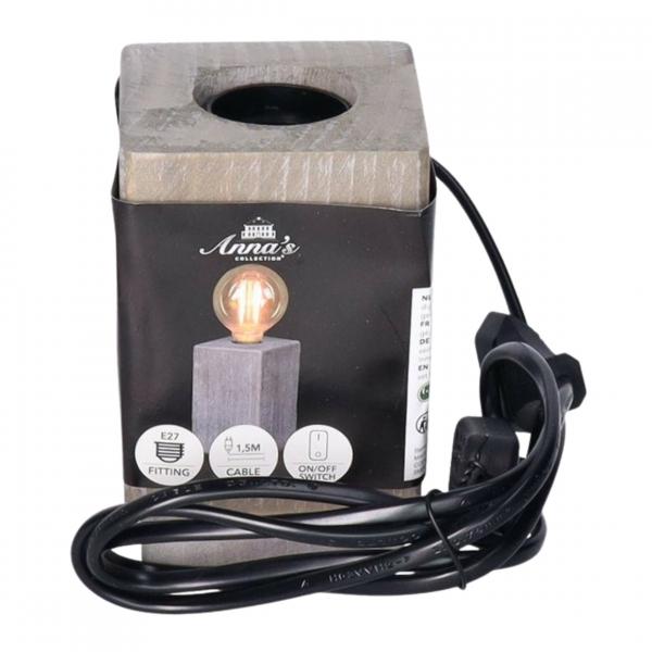Annas Collection Tischlampe E27 Holz grau 12 cm