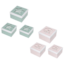 Box set w. window, glitter, square, 2/s, set of 3