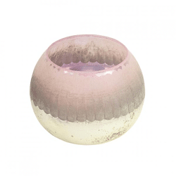 Countryfield theelichthouder Katica glas roze/antiek zilverkleurig M 10 cm