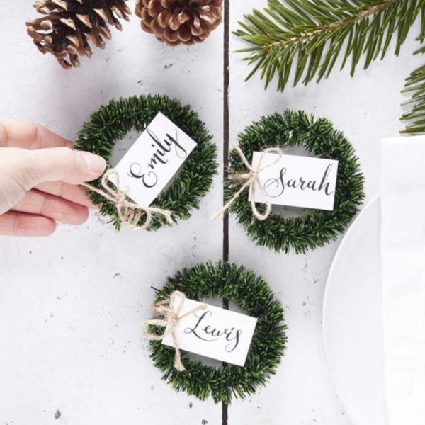 Ginger Ray Weihnachtskranz Tischkarte 8,5 cm 4 Stück