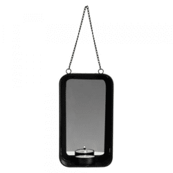 Gusta mirror with tea light holder black 18 cm