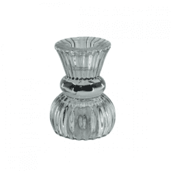 Housevitamin kaarsenhouder duo Classic Ribb rookglas 8 cm