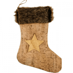 Kerstsok Kurk look bruin 38 cm