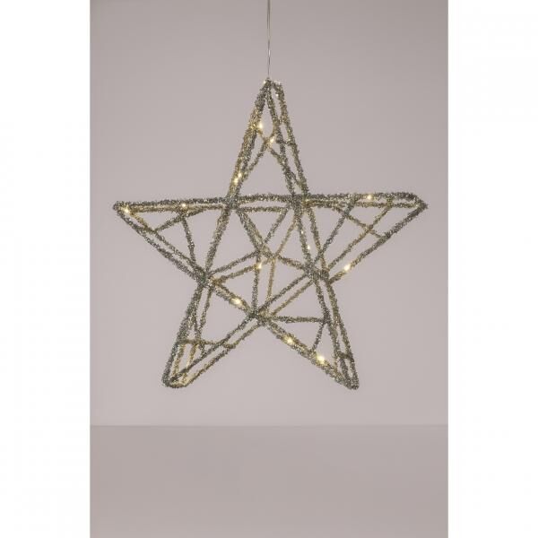 Weihnachtsstern LED auf Batterie silber 40 cm