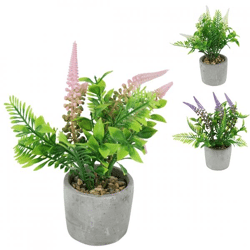 Artificial plant lavender in cement pot 22 cm 3 assorti