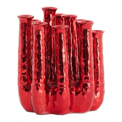 Light & Living vaas Leanja keramiek metallic rood 22 cm