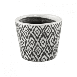 PTMD flower pot Beire M ikat print black/white 12 cm