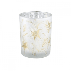 PTMD tea light holder Aolani Flower glass white L 13 cm