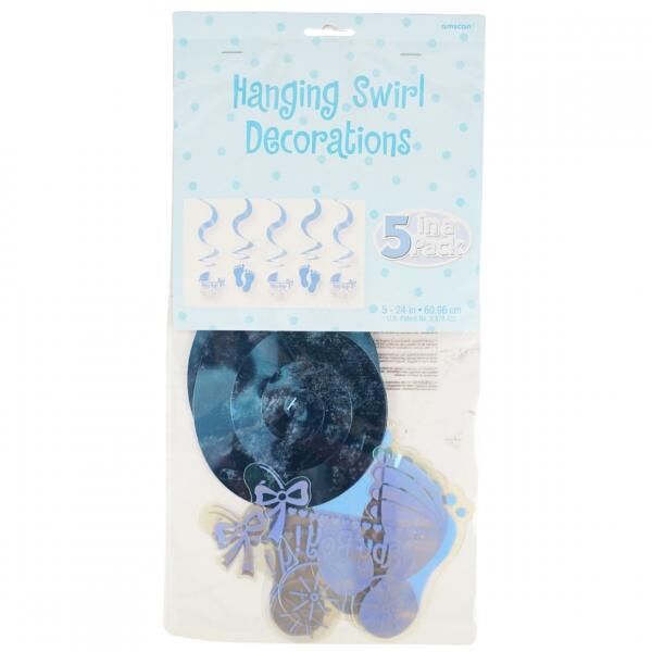 Spiralförmiger Anhänger Baby Boy Folie 61 cm 5er Set