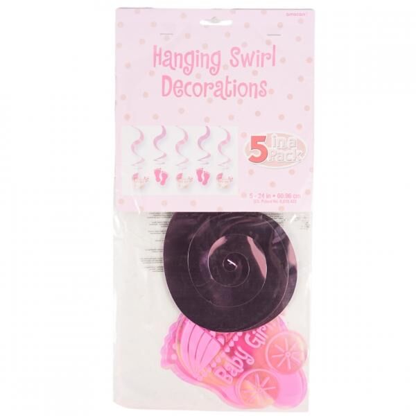 Spiralförmiger Anhänger Baby Girl Folie 61 cm 5er Set