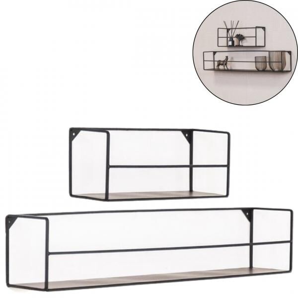 Wandregal schwarz 80 cm 2er Set