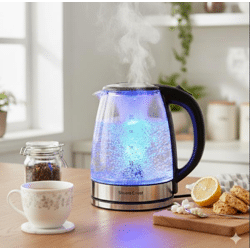 Wasserkocher Glas 2,0L Glaswasserkocher LED Edelstahl 1500W Teekocher BPA frei