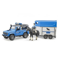 Bruder 02588 - Land Rover Defender Polizeifahrzeug, Pferd und Polizist
