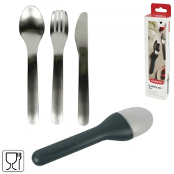 Curver cutlery set in holder stainless steel 3-piece