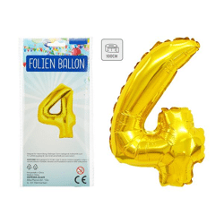 Foil balloon, number, 4, approx. 100cmH, gold