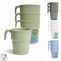 Coffee cup plastic 300 ml 4 assorted set of 3