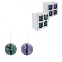 (R) Weihnachtskugeln aus Papier mit Glitter 9 cm 2 sortiert 4er Set