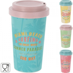 Drinking cup with lid 400 ml 4 assorted