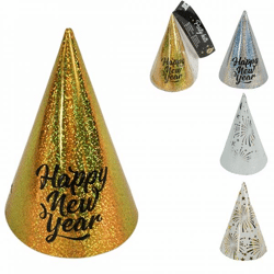 Cool2party party hats with elastic Happy New Year 20 cm 6 pieces 4 assorted