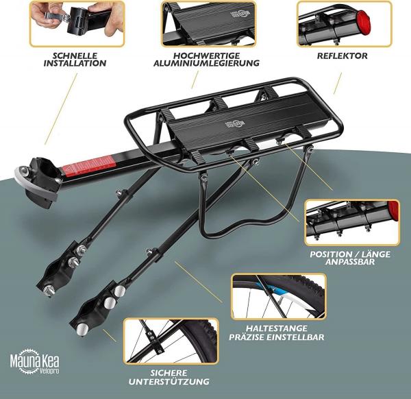 Fahrrad Gepäckträger verstellbar Häckträger für 22-27 Zoll Fahrräder Alu