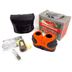 Fernglas für Kinder Kinderfernglas Lupe Kompass Tasche 8-fachem Zoom orange neu