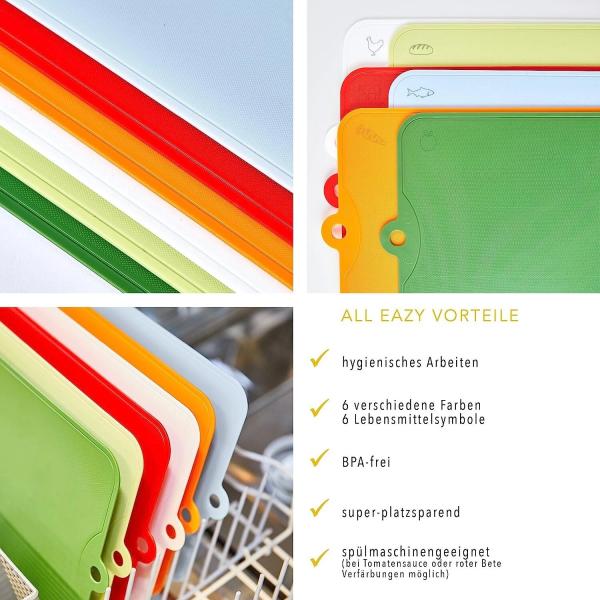 Küchenbrett Schneidebrett 6er Set bunt aus Kunststoff BPA-frei