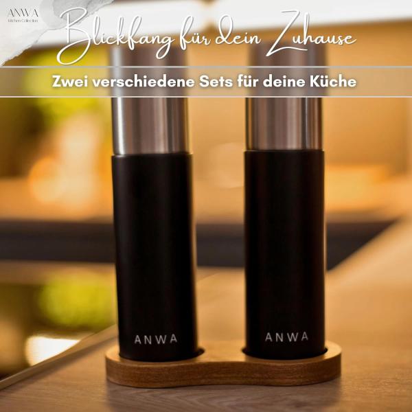 Salz und Pfeffermühlen Set Gewürzmühlen schwarz Akazienholz