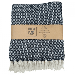 Take a Plaid 4 recycelte Baumwolle schwarz 125 x 150 cm