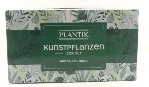 Kunstpflanzen 3er Set Indoor und Outdoor Plastik Pflanzen Naturgetreu Deko