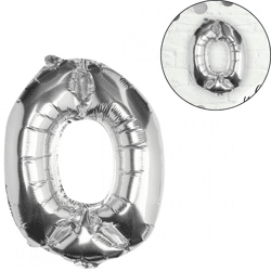 Ginger Ray foil balloon figure 0 silver 40 cm