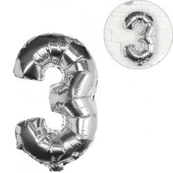 Ginger Ray foil balloon figure 3 silver 40 cm