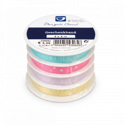 Horn gift ribbon Happy Birthday pastel 4 m set of 4