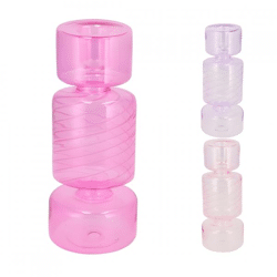 Candle holder Candy Nova fuchsia pink 15,5 cm 3 assorted