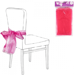 Party decoration chair bow organza fuchsia set of 2