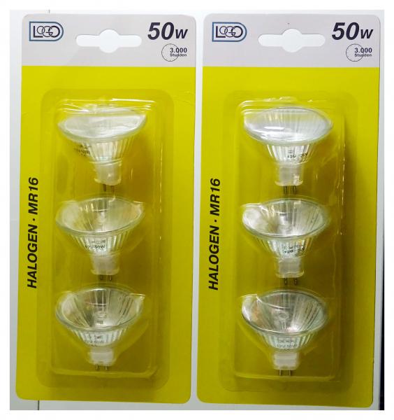 6 pieces 50 Watt reflector lamp MR16 halogen
