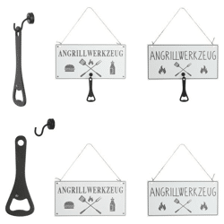 Blechschild Angrillwerkzeug mit Flaschenöffner,2/s,28x14cm