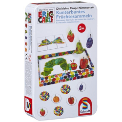 The Little Caterpillar Nimmersatt, colorful fruit collecting game in a metal box