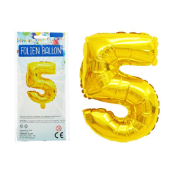 Foil balloon, number, 5, approx. 80cmH, gold
