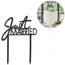 Ginger Ray Tortenaufleger Just Married schwarz 16,5 cm