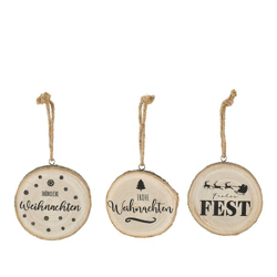 Hänger Holzscheibe Weihnachten, 3/s, ca.18cmD
