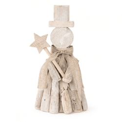 J-Line beeld kerst hout whitewash 22 cm