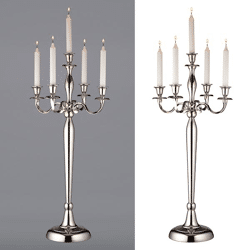 Candlestick 5 arm, silver, ca.80cmH