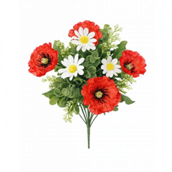 Kunstboeket klaproos/margriet 34 cm