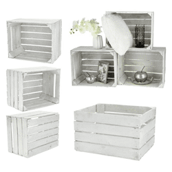 Fruit crate, wood, white, second-hand