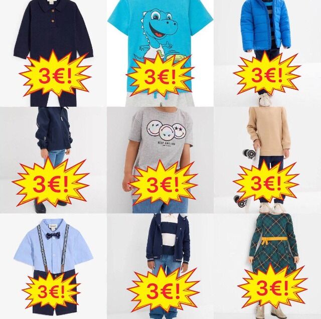 3,00 € / Stk – Kinderkleidung Mix Kategorie A neu Kleider Hosen Jeans Pyjamas Overalls Shorts von bekannten Marken Größen Baby bis Teenager 