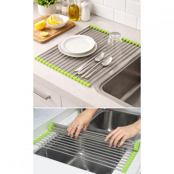 Abtropfgitter Küche flexibel grün 47 cm